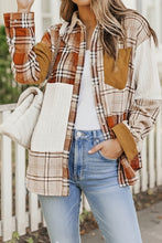 Plaid Color Block Patchwork Pocket Shirt Shacket (S-XL)
