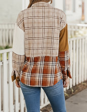 Plaid Color Block Patchwork Pocket Shirt Shacket (S-XL)
