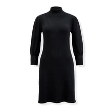 Black Mock Neck Puff Sleeve Sweater Dress (2-8)