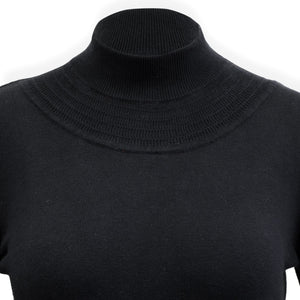 Black Mock Neck Puff Sleeve Sweater Dress (2-8)