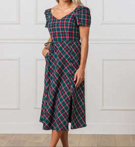 Festive Green Plaid Sweetheart Dress (2-14)