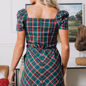 Festive Green Plaid Sweetheart Dress (2-14)