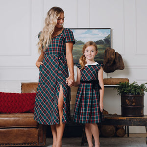 Festive Green Plaid Sweetheart Dress (2-14)