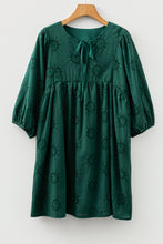 Beth Puffy Sleeve Dark Green Eyelet Mini Dress (S-XL)