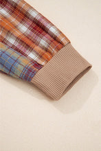 Cotton Waffle Stripe Plaid Patchwork Henley Top (S-XL)