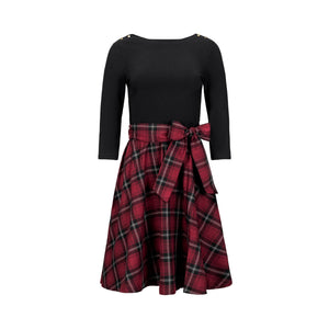 French Skater Navy & Oxblood City Plaid Dress (6-12)