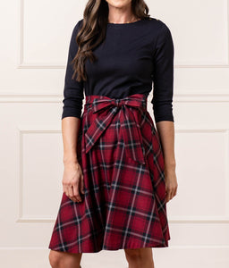 French Skater Navy & Oxblood City Plaid Dress (6-12)