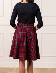 French Skater Navy & Oxblood City Plaid Dress (6-12)