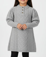 Organic Mock Neck Button Placket Sweater Dress (2T-8)