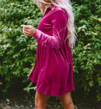 Lennon Long Sleeve Ruffle Velvet Dress (S-XL)