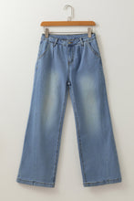 Scottie Blue Washed Pleated Detail Wide Leg Jeans (4-16)