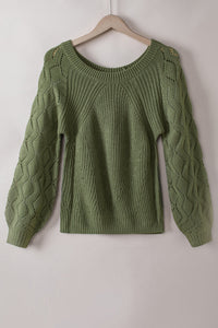 Lia Hollow-out Puffy Sleeve Knit Sweater (S-2XL) 4 Colors