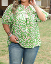 Selena Plus Size Floral Tassel Tie Blouse (1X-4X)