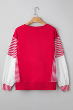 Aaliyah Red Striped Patchwork Sleeve Colorblock Sweatshirt (S-XL)