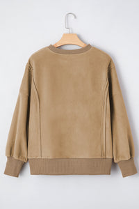 Tatum Fuzzy Sherpa Splicing Pullover Sweatshirt (S-XL)