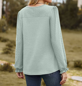 Avery Round Neck Puff Sleeve Blouse (S-2XL)