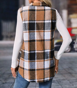 Plaid Button Up Vest Coat (S-2XL) 4 Colors