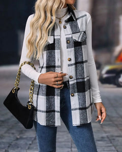 Plaid Button Up Vest Coat (S-2XL) 4 Colors