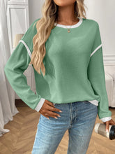 Jessica Ribbed Contrast Trim Long Sleeve Top (S-2XL) 7 Colors