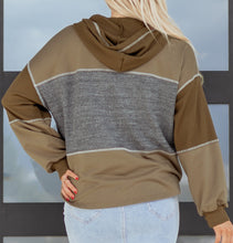 Myrabella Exposed Seam Half Pullover Hooded Top (S, M, XL)