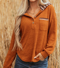 Payton Pattern Hoodie Henley Top (S-XL)