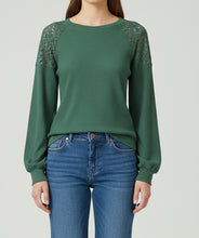 Ava Sleeve Textured Pullover Long Sleeve Top (S-2XL) 4 Colors