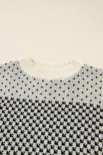 Dotted Colorblock Lantern Sleeve Sweater (S-XL)