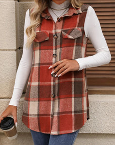 Plaid Button Up Vest Coat (S-2XL) 4 Colors