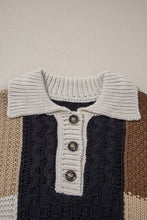Paige Cable Knit Sleeve Buttons Collared Sweater (S-XL)