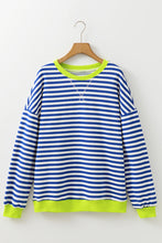 Elliana Stripe Crossed Stitch Drop Shoulder Sweatshirt (S-2XL) 5 Colors