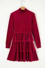 Amy Velvet High Neck Tiered Ruffle Dress (S-XL) 3 Colors