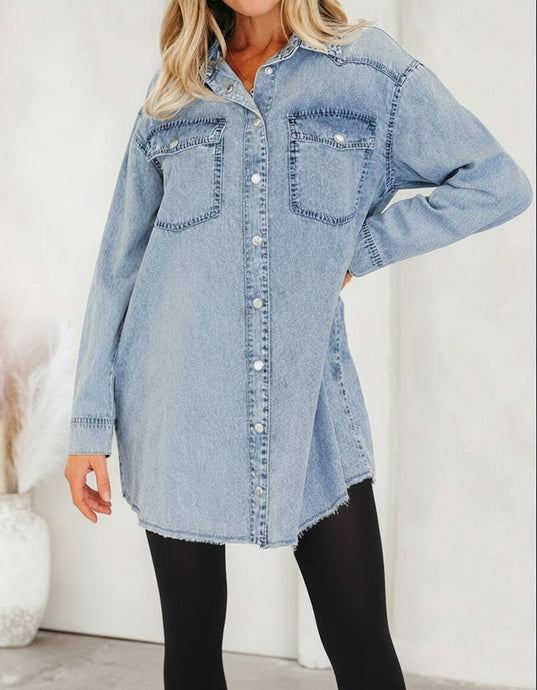 Takina Raw Hem Loose Shirt (S-XL)