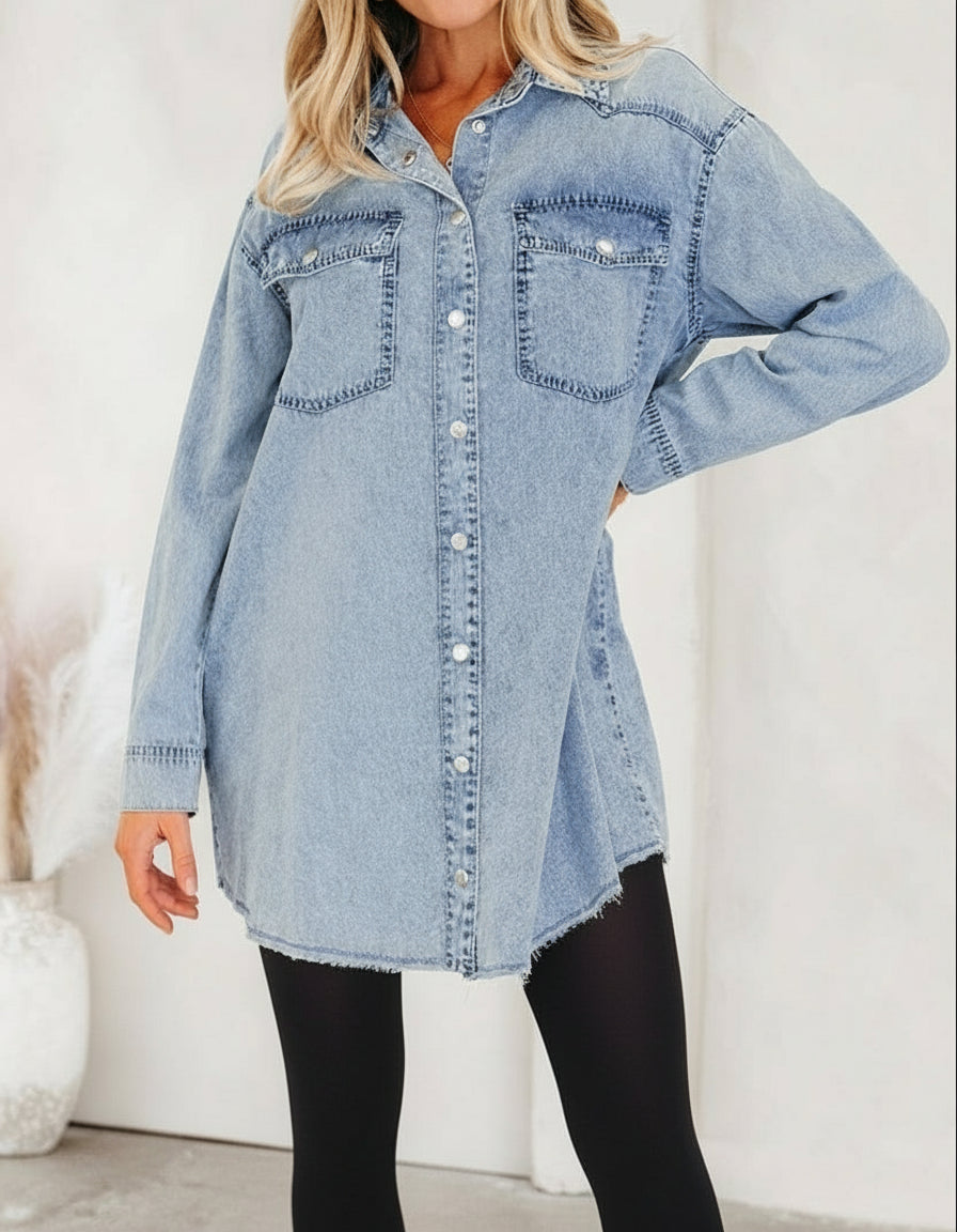 Takina Raw Hem Loose Shirt (S-XL)