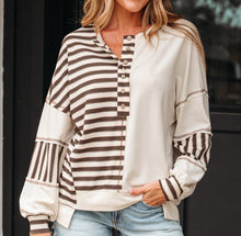 Ariana Stripe Stitched Oversized Sweatshirt (S-XL)