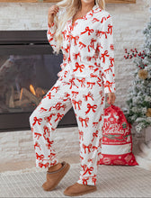 Festive Bow Print 2pcs Pajama Set (S-XL)