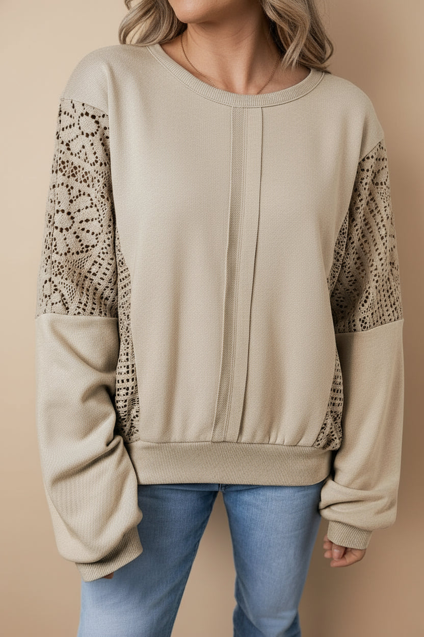 Rheaissa Seam Ribbed Trim Sweatshirt (S-XL)