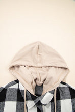 Plaid Patchwork Drawstring Hooded Shacket (S-XL)