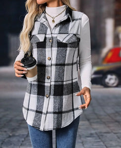 Plaid Button Up Vest Coat (S-2XL) 4 Colors