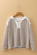Ayla Stripe Textured Hooded Long Sleeve Top (S-XL)