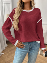 Jessica Ribbed Contrast Trim Long Sleeve Top (S-2XL) 7 Colors