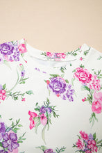 Apricot Floral Print Pullover Drawstring Lounge Pants Set (S-XL)