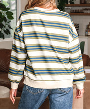 Rose Stripe Crew Neck Pullover Sweatshirt (S-XL)