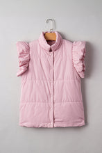 Ruffle Sleeve Snap Puffer Vest (S-XL)