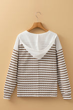 Ayla Stripe Textured Hooded Long Sleeve Top (S-XL)