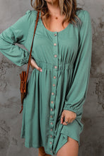 Julianna Button Up High Waist Long Sleeve Dress (S-2XL) 2 Colors