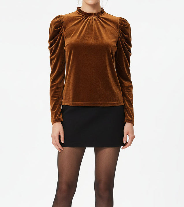 Josephine Puff Sleeve Velvet Top (S-XL)