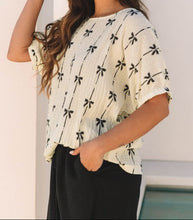 Aviana Bow Print Puff Short Sleeve Top (S-L)