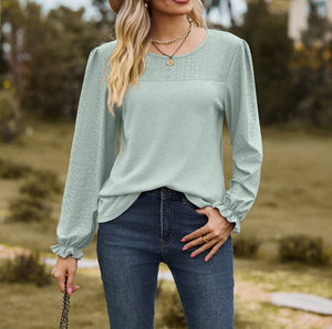 Avery Round Neck Puff Sleeve Blouse (S-2XL)