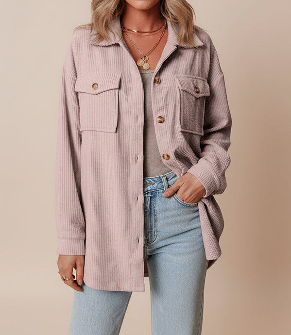 Eleanor Corduroy Flap Up Shacket (S-2XL) 3 Colors