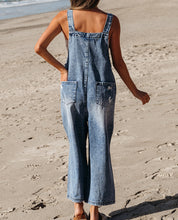 Baylor Distressed Bib Pocket Wide Leg Denim Overall (S-XL) 2 Colors